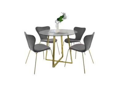 COMEDOR HOGARYSPACIOS NORDICO 4 SILLAS GRIS OSCURO LARA