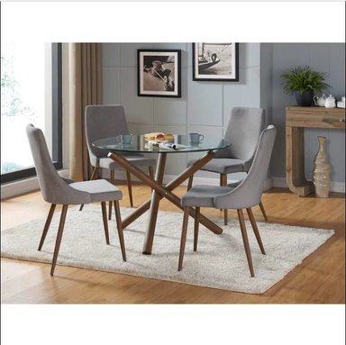 COMEDOR HOGARYSPACIOS NORDICO 4 SILLAS GRIS CLARO KITIZ