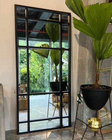 ESPEJO DECONFORT VENTANA RECTANGULAR HIERRO NEGRO INDUSTRIAL AL HORNO