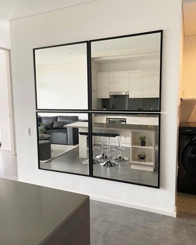 SET ESPEJOS DECORATIVOS DECONFORT CUADRADO NEGRO X4