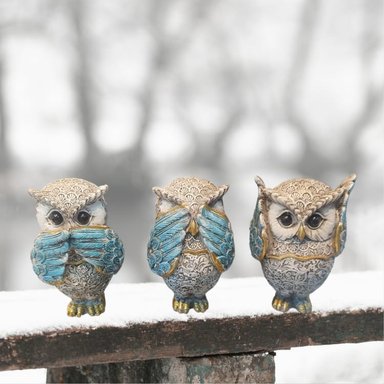 ADORNOS DECONFORT KIT DE BÚHOS SABIOS CELESTE