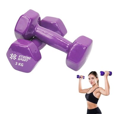 MANCUERNAS XTREME SPORT PESAS DE 3KG VINIL MORADO X2