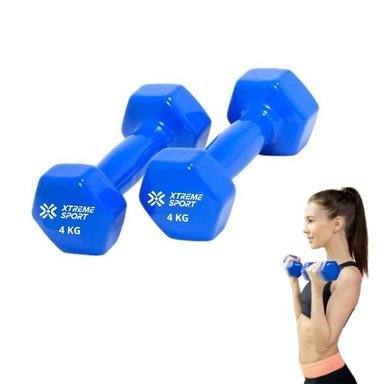 MANCUERNAS XTREME SPORT 4KG PESAS FITNESS AZUL X2