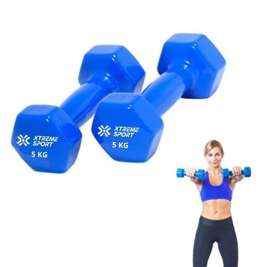 MANCUERNAS XTREME SPORT 5KG PESAS FITNESS VINIL AZUL X2