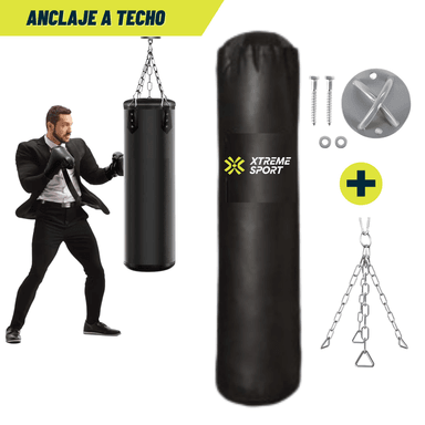 SACO BOXEO XTREME SPORT LARGO 100CM CON CADENA Y ANCLAJE TECHO