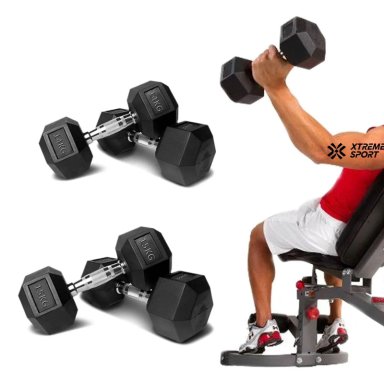MANCUERNAS XTREME SPORT HEXAGONALES DE CAUCHO DE 10 KG X 2 - 5