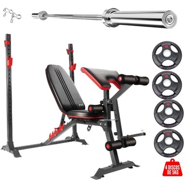 COMBO OLIMPICO BANCA MULTITRAINER IRON BARRA DISCO