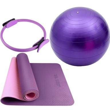 SET MAT DE YOGA 4MM + PELOTA DE YOGA 65CM + ARO DE PILATES