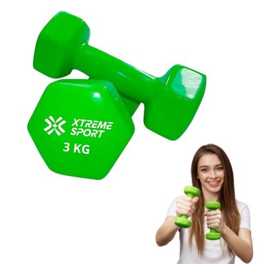 MANCUERNAS XTREME SPORT PESAS DE 3KG VINIL VERDE X2