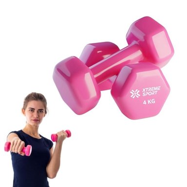 MANCUERNAS XTREME SPORT PESAS DE 4KG FITNESS ROSADO X2