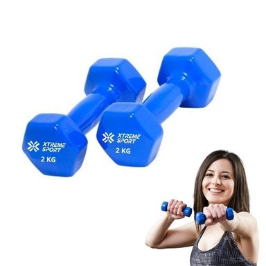MANCUERNAS XTREME SPORT PESAS DE 2KG FITNESS AZUL X2