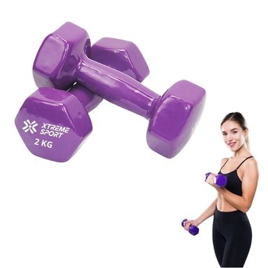 MANCUERNAS XTREME SPORT PESAS DE 2KG FITNESS MORADO X2