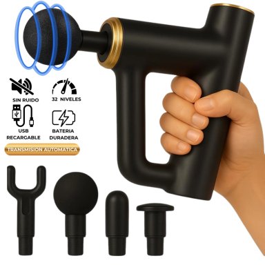 PISTOLA MASAJEADOR   PROFUNDO POWERFUL THERAPY 32 VELOCIDADES NEGRO