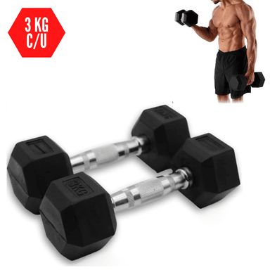 MANCUERNAS HEXAGONALES 3 KG PESAS DE GOMA X2