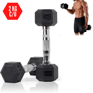 MANCUERNAS HEXAGONALES 2 KG PESAS DE GOMA X2