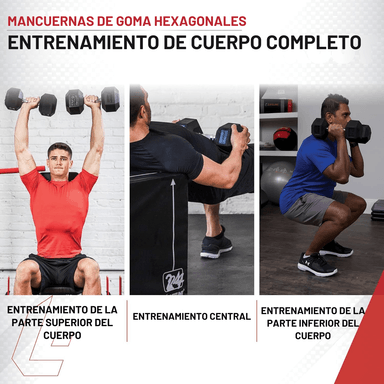 MANCUERNA PESA HEXAGONAL DE 17.5 KG ERGONÓMICA X2 - 6