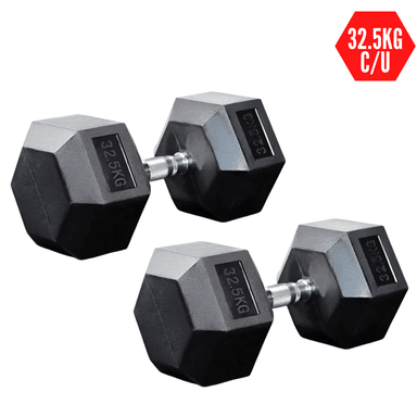 MANCUERNA PESA HEXAGONAL DE 32.5 KG ERGONÓMICA X2