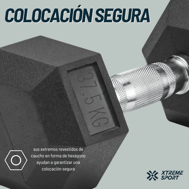 MANCUERNA PESA HEXAGONAL DE 37.5 KG ERGONÓMICA X2 - 3