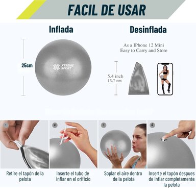 COMBO PILATES PRO 6 EN 1 PELOTA+BANDAS+MAT+ARO+ROLLER+CALCETINES ANTIDESLIZANTES - 3