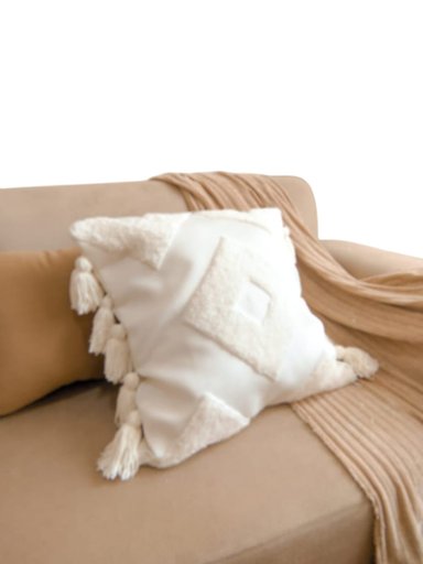 COJIN ZARA ALMOHADAS.PE 45CM CREMA ESTILO BOHEMIO CON BORLAS