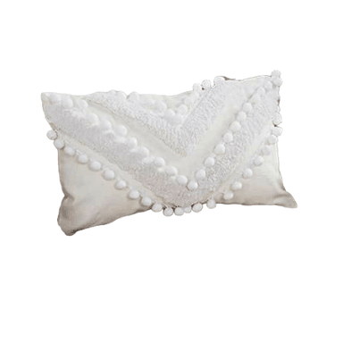 COJIN ZARA ALMOHADAS.PE O ALMOHADA NORDICO FIESTA DE POMPONES BLANCO MATE
