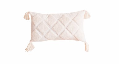 COJIN ZARA ALMOHADAS.PE O ALMOHADA NORDICO ROMBOS + BORLAS PERLA