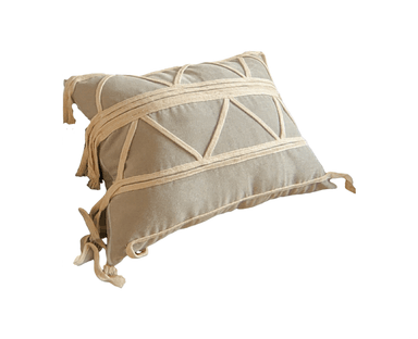 COJIN ZARA ALMOHADAS.PE RECTANGULAR PLOMO BOHO DISEÑO GEOMETRICO 35X55CM PLATA