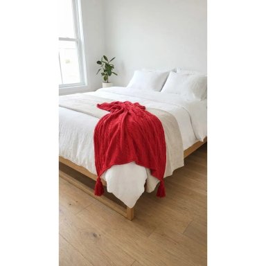 Manta Deco Roja Relieve Trenzas + Borlas 140x90 cm Zalmohadas - 2