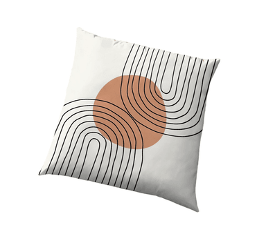 COJIN ZARA ALMOHADAS.PE MINIMALISTA 40X40CM HOME BLANCO CON DETALLES CONCENTRICOS ABSTRACTO + CIRCULO MARRON