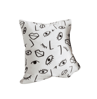 COJIN MINIMALISTA HOME BLANCO MUCHOS OJOS ABSTRACTO 40 x 40 cm