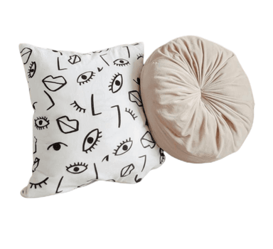 SET COJIN ZARA ALMOHADAS.PE MINIMALISTA 40X40CM HOME BLANCO ABSTRACTO + COJIN CARACOL BEIGE