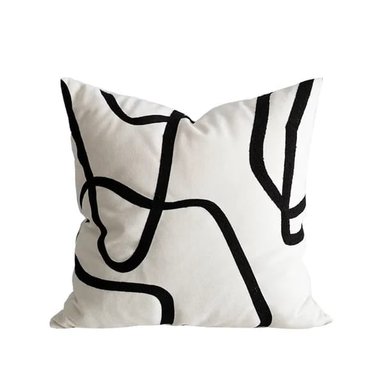 COJIN ZARA ALMOHADAS.PE MINIMALISTA 40X40CM HOME ESTAMPADO DISEÑO LAZOS NEGROS