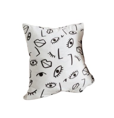 FUNDA ZARA ALMOHADAS.PE MINIMALISTA 40CM BLANCO HOME MUCHOS OJOS ABSTRACTO