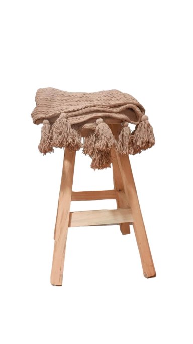 MANTA DECORATIVA ZARA ALMOHADAS.PE BOHO 190X110CM HOME RELIEVE EN TRENZAS + BORLAS