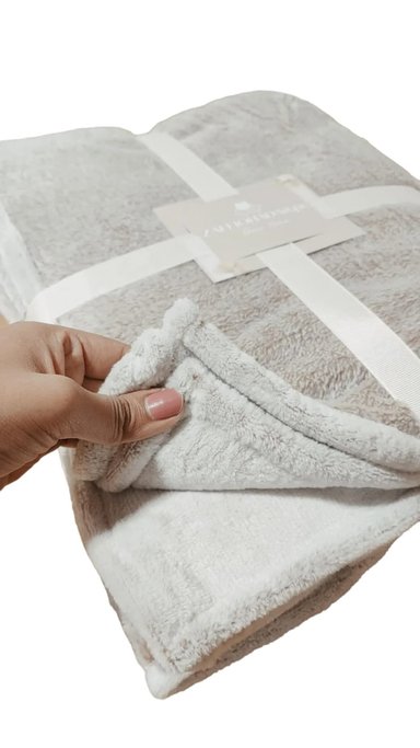 MANTA NÓRDICA DOBLE CARA 178X150 MARRON JASPEADO NIEVE