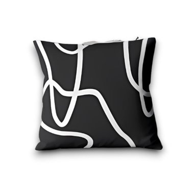 COJIN ZARA ALMOHADAS.PE MINIMALISTA 40CM NEGRO HOME LAZOS BLANCOS SUBLIMADO