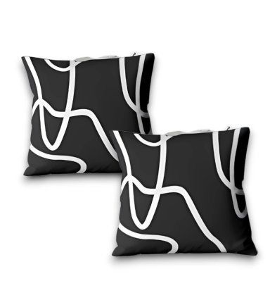 FUNDA ZARA ALMOHADAS.PE MINIMALISTA 40CM NEGRA CON LAZOS BLANCOS