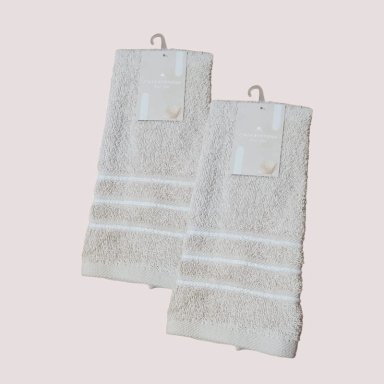 SET TOALLAS ZARA ALMOHADAS.PE BOHEMIO BEIGE ROSTRO BORDADO 30X50