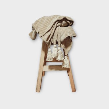 MANTA ZARA ALMOHADAS.PE 120X200CM ALGODÓN MAÍZ PIE CAMA TEJIDO WAFFLE CON BORLAS