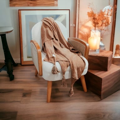 MANTA ZARA ALMOHADAS.PE 120X200CM ALGODÓN CAMEL PIE CAMA TEJIDO WAFFLE CON BORLAS - 4
