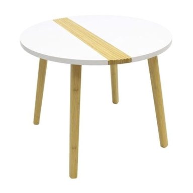 MESA AUXILIAR ZARA ALMOHADAS.PE MINIMALISTA MADERA CLARA 50X40CM LA BLANCA REDONDA