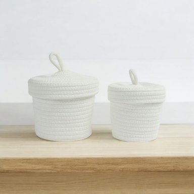 PACK 2 CANASTAS ZARA ALMOHADAS.PE ALGODON BLANCO CANASTOS CUERDAS ESTILO NORDICO