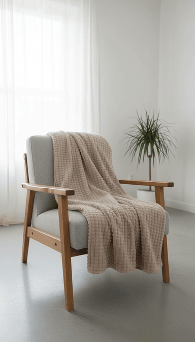 MANTA DOBLE CARA WAFFER BEIGE CAMEL 250 X 179 CM – ZALMOHADAS - 3