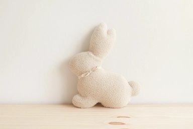 COJÍN CONEJO PASCUA DECORACIÓN NÓRDICA 40X40 CM CINTA BLANCA