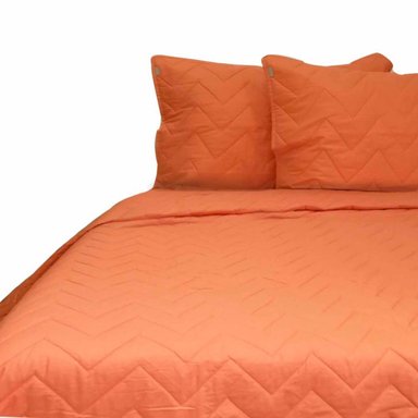 CUBRECAMA 100% ALGODON 2 PLAZAS C/FUNDA SHAM 132 HILOS TERRACOTA - 2