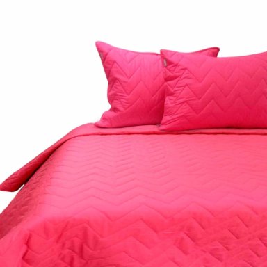 CUBRECAMA 100% ALGODON FUCSIA 1.5 PLAZAS CON FUNDA SHAM 132 HILOS FREE HOME - 2