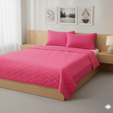 QUILT FREE HOME QUEEN ALGODÓN FUCSIA C/FUNDA SHAM 132H