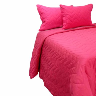 CUBRECAMA 100% ALGODON KING FUCSIA CON FUNDA SHAM 132 HILOS FREE HOME - 2
