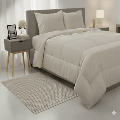 EDREDON 100% ALGODON BEIGE CON FUNDA SHAM 220 HILOS 1.5 PLZ FREE HOME PREMIUM