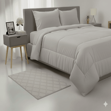 EDREDÓN 100% ALGODON GRIS CON FUNDA SHAM 2 PLAZAS FREE HOME PREMIUM